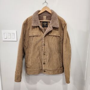 Vintage Old Navy Corduroy Sherpa Lined Trucker Jacket Mens L Tan Preppy Western